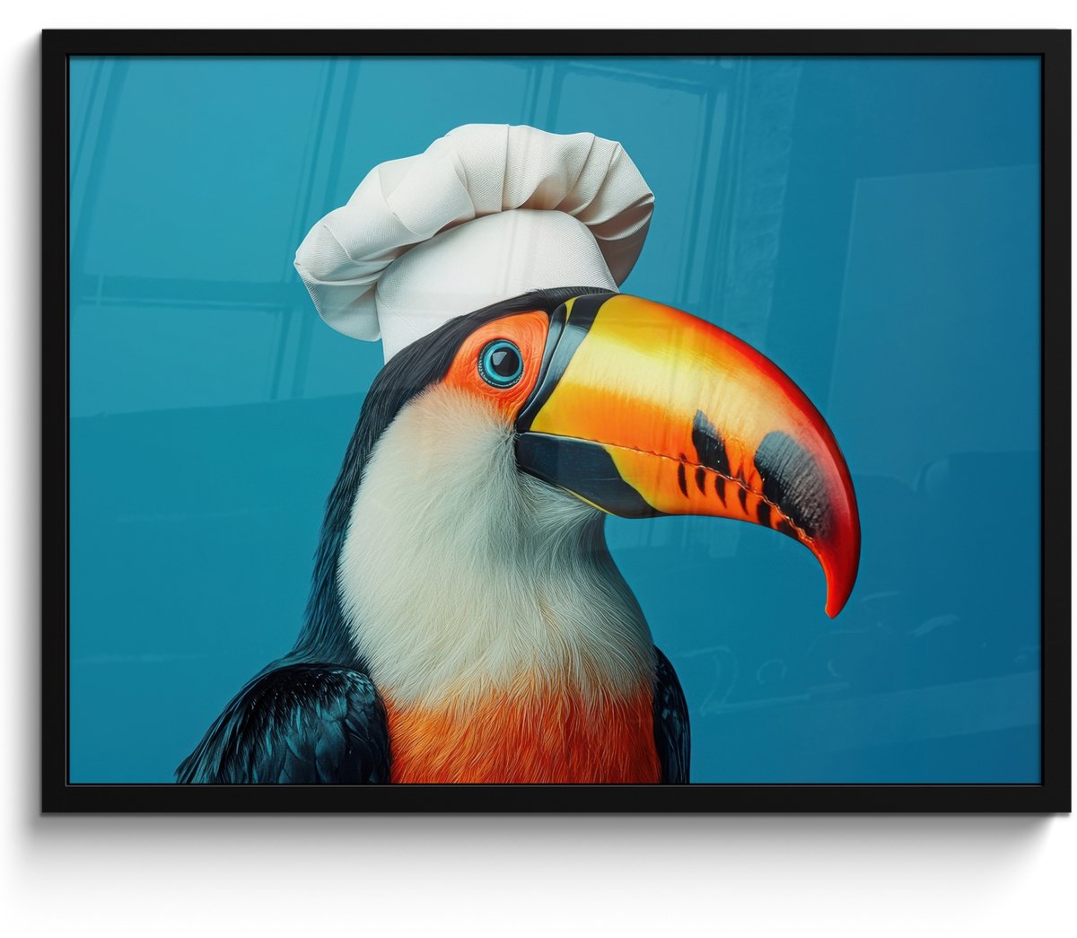 FrameYourWall Fotolijst inclusief poster - Posterlijst 70x50 cm - Posters - Toekan - Papegaai - Vogel - Koksmuts - Foto in lijst - Keuken decoratie muur - Wanddecoratie accessoires - Muurdecoratie - Schilderijen Koksmuts - Toekan - Dichtbij