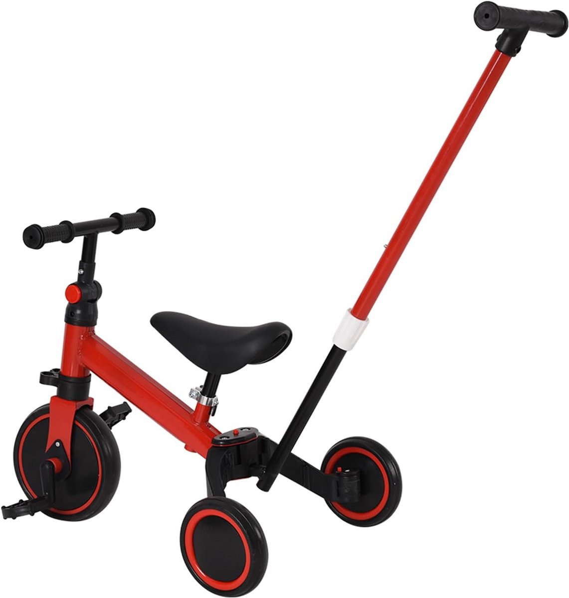 3-in-1 Loopfiets en Driewieler voor Peuters met Duwstang