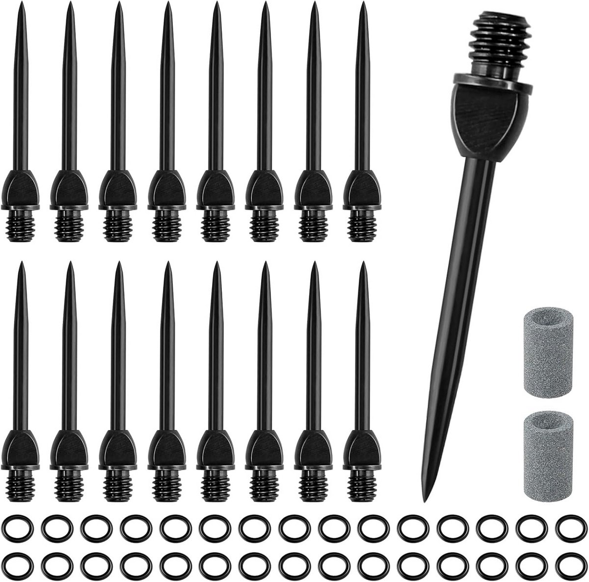 Harde Metalen Steeltips voor Darts, 15 Stuks met Rubberen Ringen