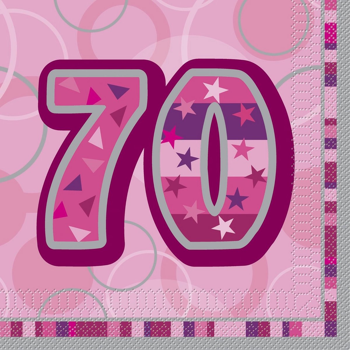 Glitter Roze Feestservetten 70e Verjaardag - Set van 16 Wegwerp Servetjes