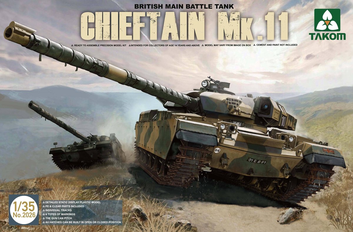 Takom Modelbouwpakket Militaire voertuigen - 2026 Chieftain Mk.11 - Britse Moderne Gevechtstank Plastic - 1:35 - Modelbouw