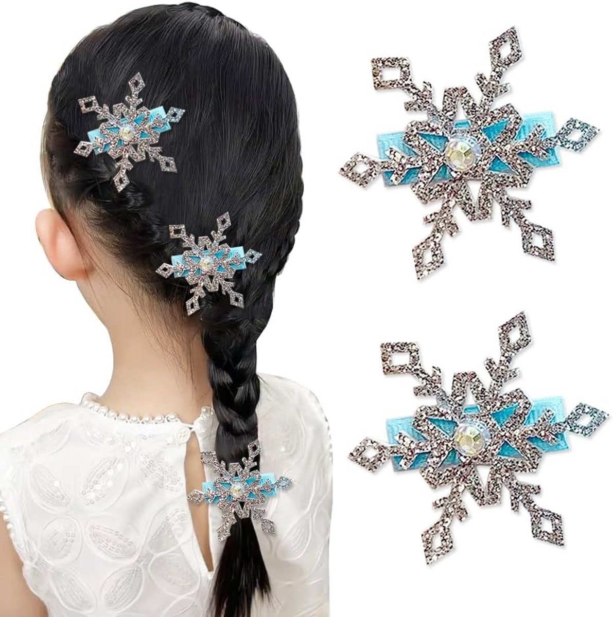 Set van 2 Luxe Sneeuwvlok Haarspeldjes voor Meisjes - Kerst & Winter Haaraccessoires
