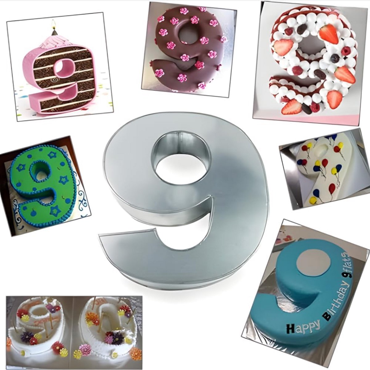 Grote Negen (9) Taartvorm - Bakvorm voor Verjaardag & Feest - 25x20x6 cm Rechthoekig