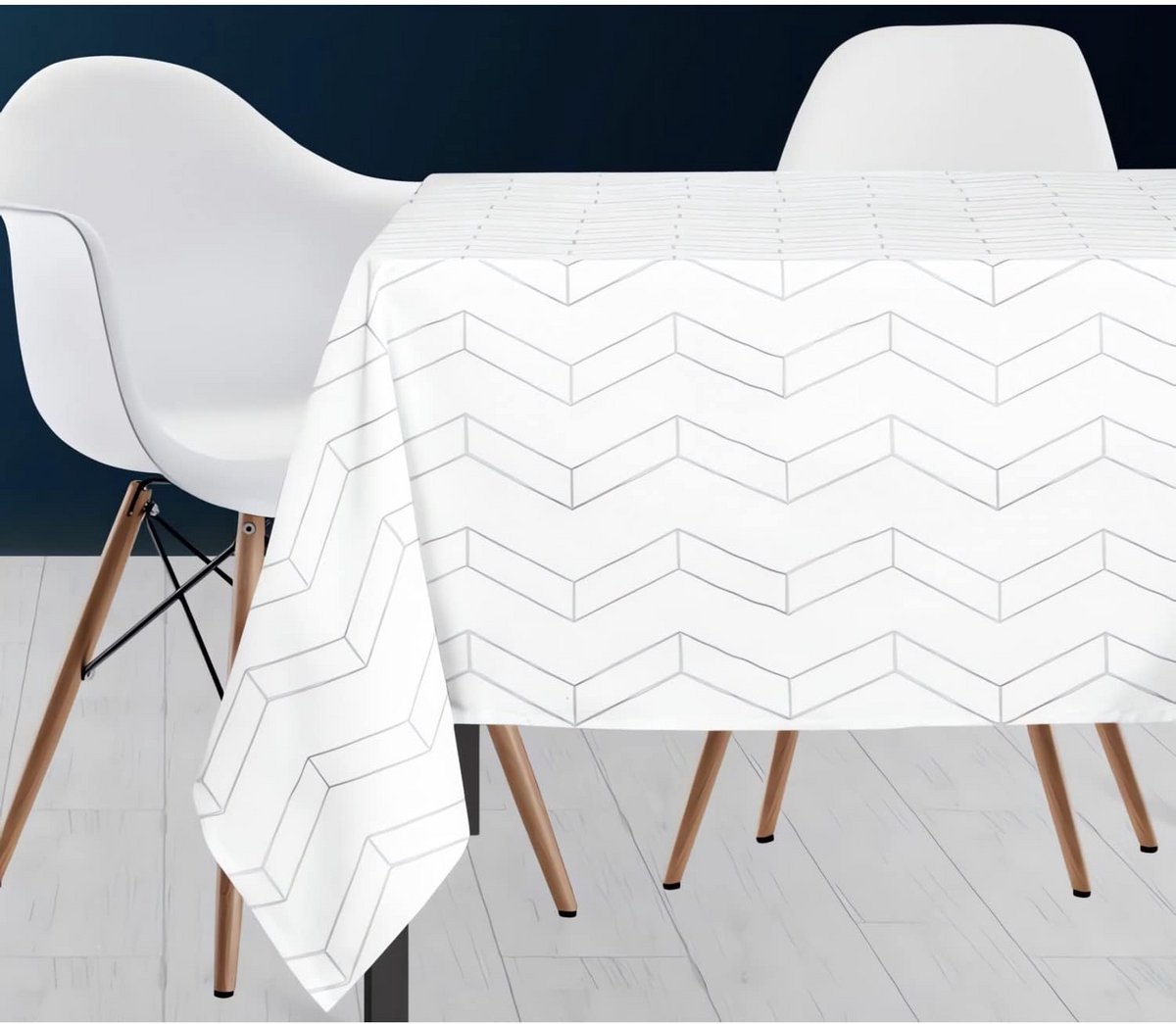 Wit vierkant tafelkleed 180x180 cm - polyester met geometrische print