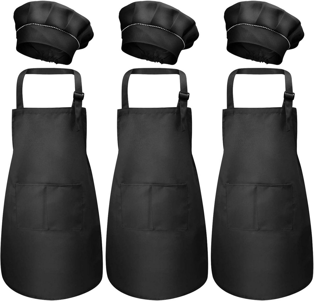 Set kinderschorten en kookmutsen 6 stuks - voor koken bakken schilderen knutselen