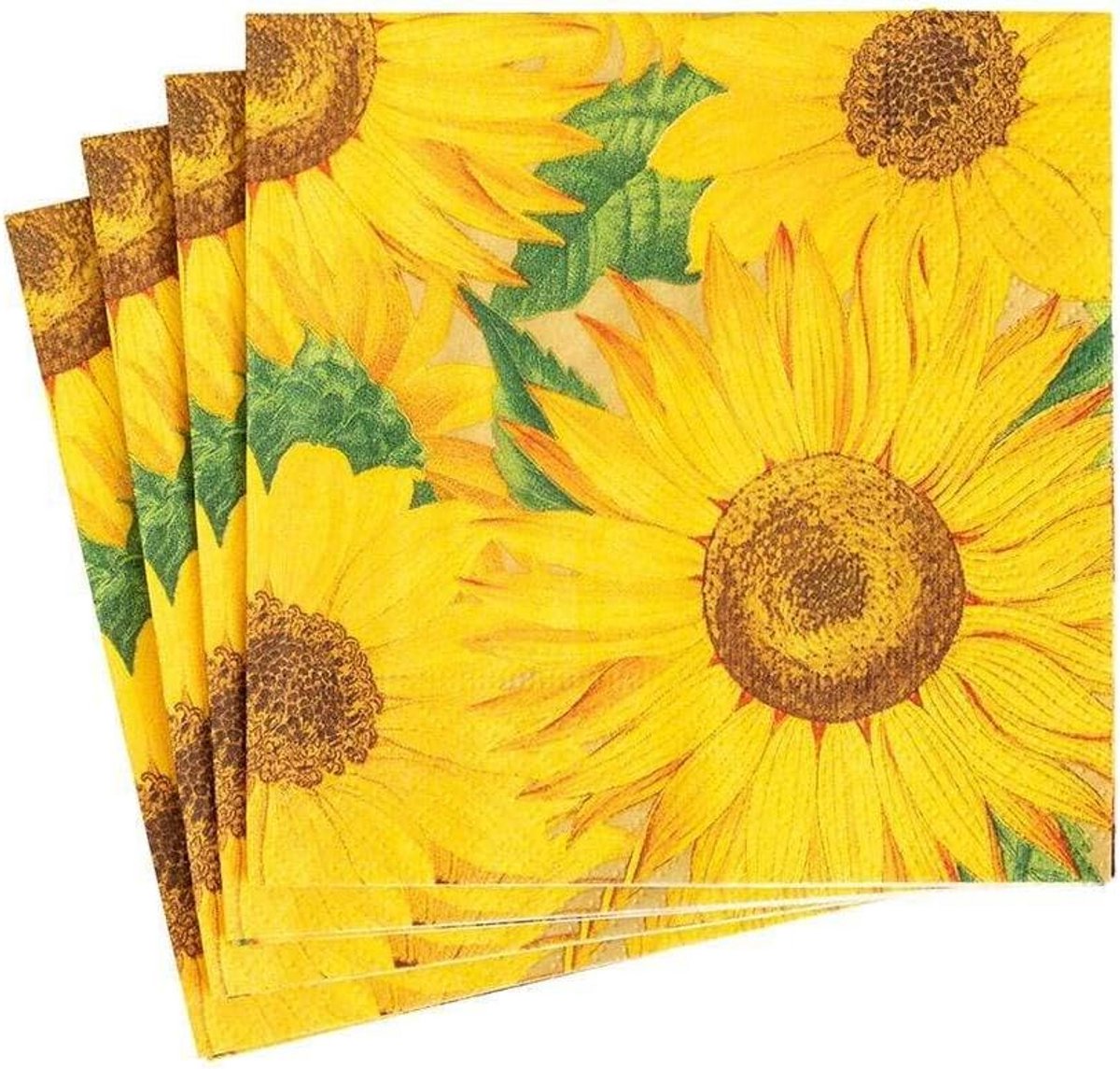 Papieren Cocktail Servetten met Zonnebloem Decoratie, 20 Stuks