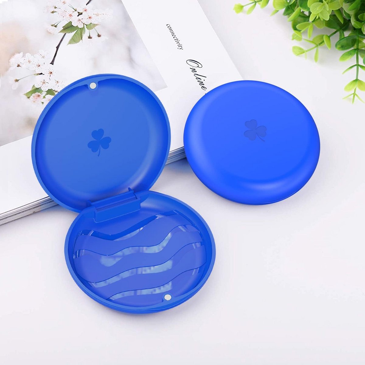 Set van 2 Stevige Opbergdozen voor Beugels, Bitjes en Gebitsprotheses (Marineblauw)