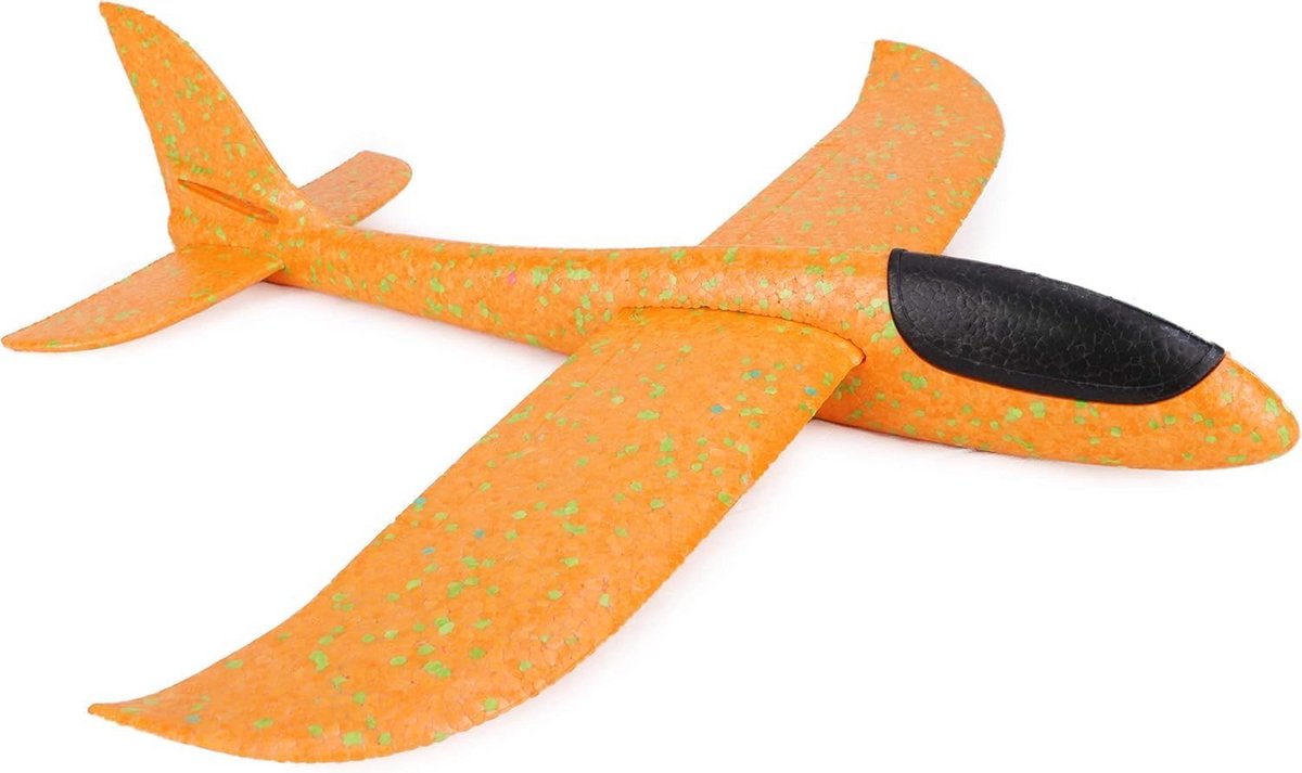 Groot Schuimvliegtuig 48 cm - Vliegend Buitenspeelgoed voor Jongens en Meisjes (Oranje)