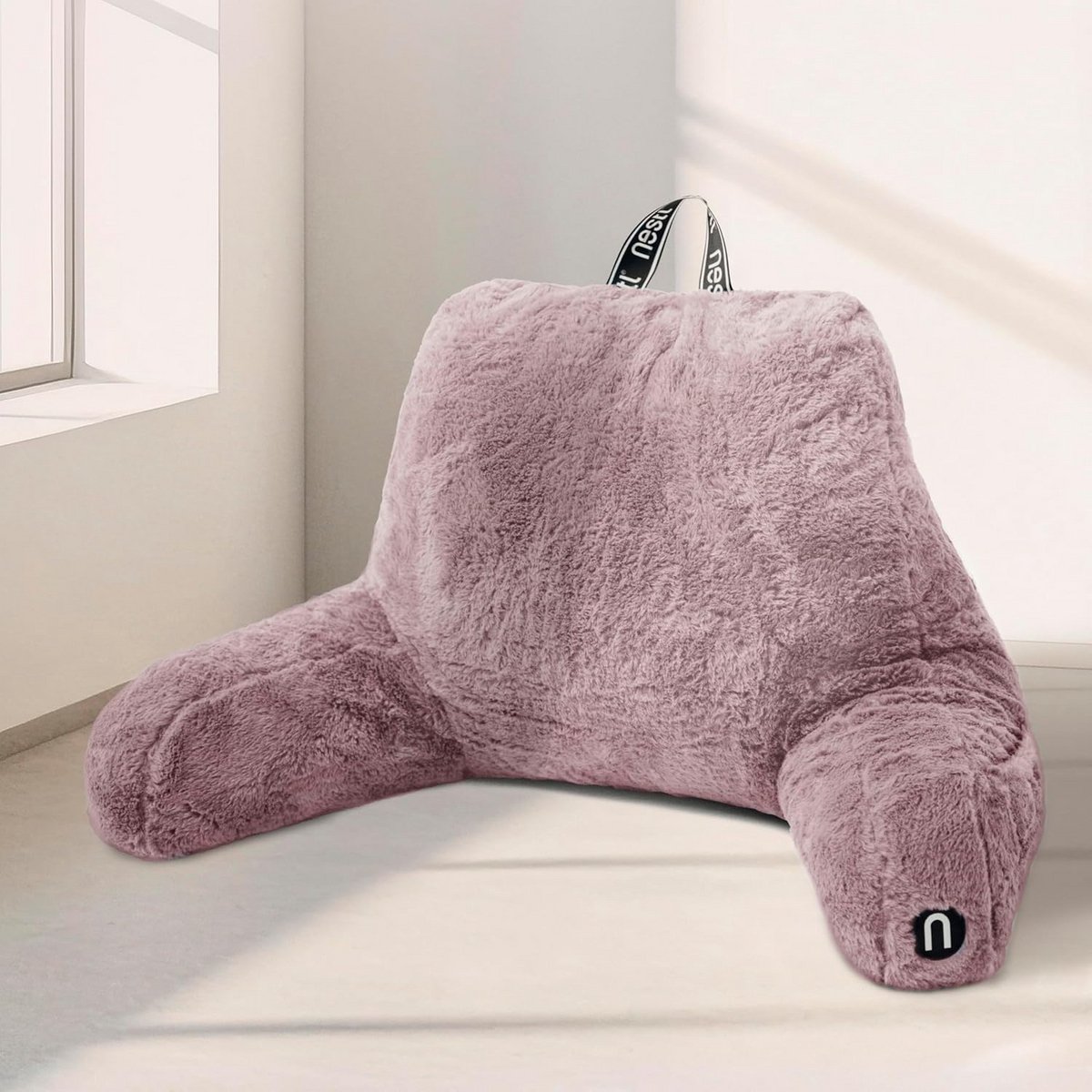 Luxe Rug Kussen met Armleuningen voor Bed en Bank - Pluizig Rugsteun Kussen