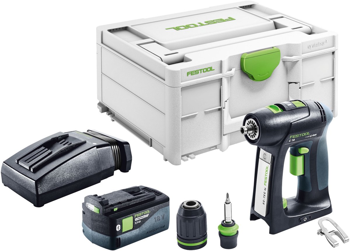 Festool C 18-Basic accuschroefboormachine 18 V 45 Nm borstelloos + 1x accu 5.0 Ah + lader + systainer