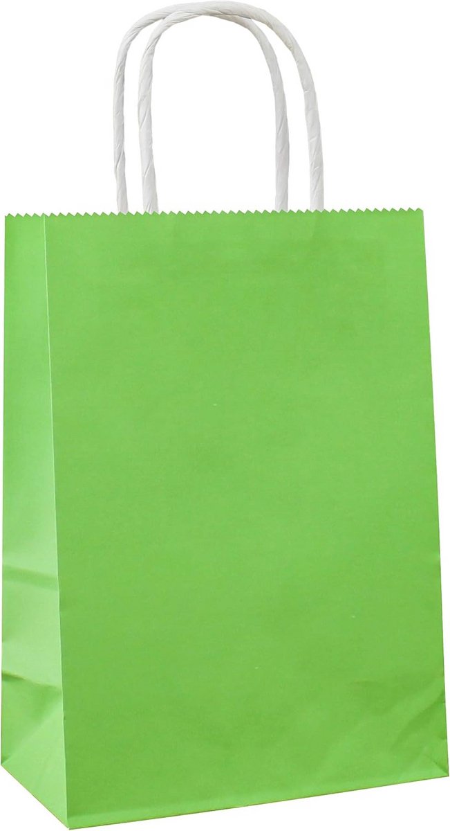 25 Stuks Kleine Kraftpapieren Geschenktassen Groen met Handvatten voor Feestjes en Cadeaus (21 x 15 x 8 cm)