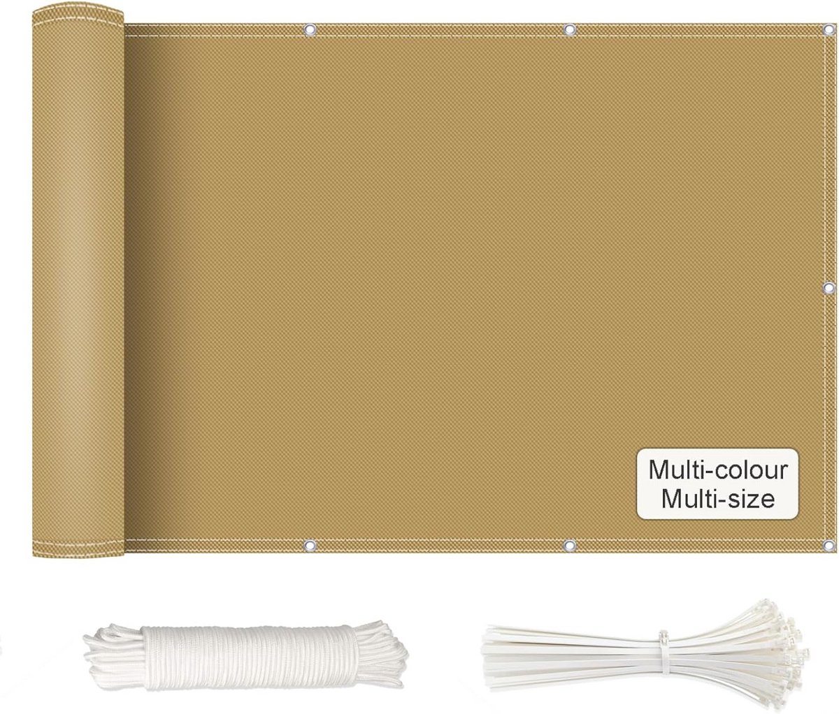 Balkonbekleding - Balkonafdekking privacy - Privacy creëren - Waterafstotend polyester - 120 x 500 cm - Aards geel