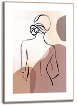 Femme Stylo Dessin - Abstrait - Dos - Peinture Slim Frame 50 x 70 cm MDF