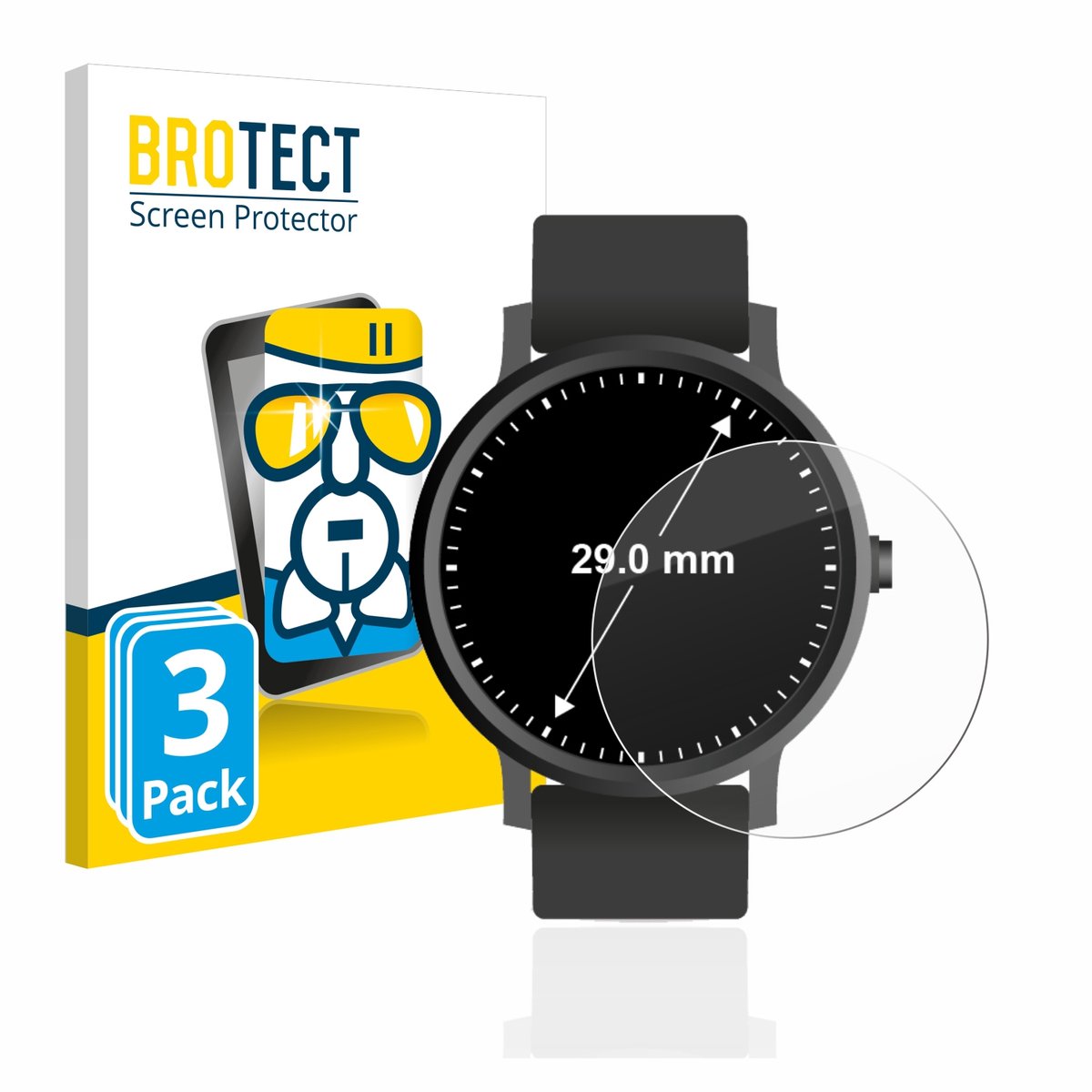 Screenprotector 3 Stuks voor Ronde Displays (ø: 29 mm) Beschermglas transparant