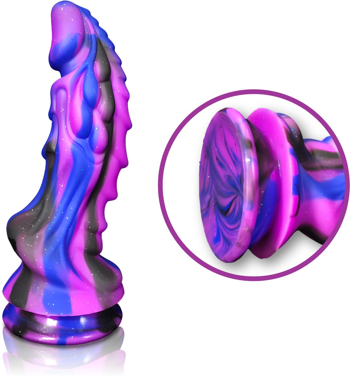 JustFun Fantasy Dragon Dildo - 22 CM - Met Zuignap - Sex Toys voor Mannen & Vrouwen - Monster Anal Plug XXL - Paars
