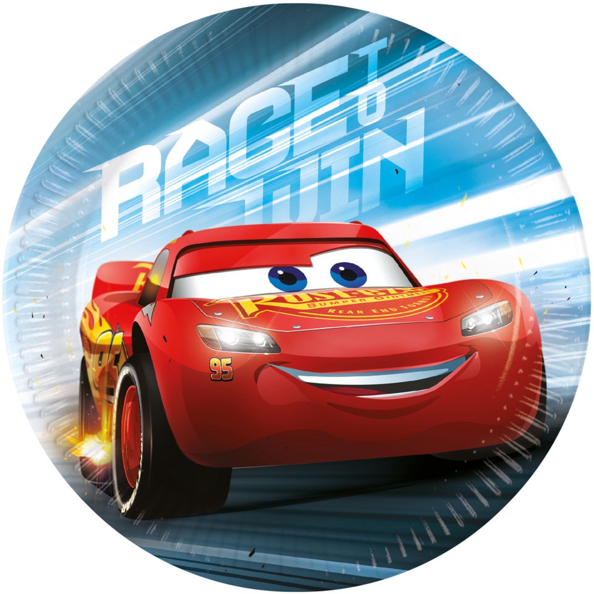Disney Cars Papieren Borden - 20 cm - 8 stuks - FSC gecertificeerd - Wegwerp feestborden - Kinderfeest servies - Lightning McQueen print - Verjaardag tafel - Party decoratie - Rood