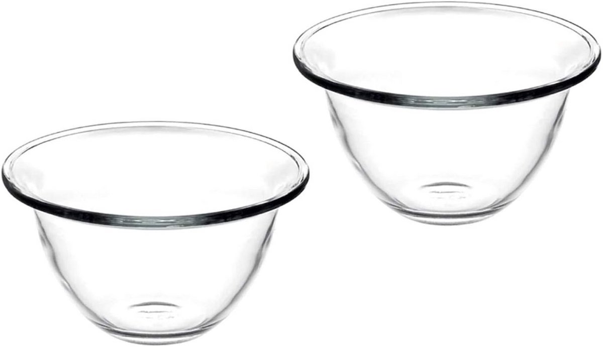 Set van 2 Hittebestendige Glazen Schalen 17 cm - Oven, Magnetron en Vriezerbestendig