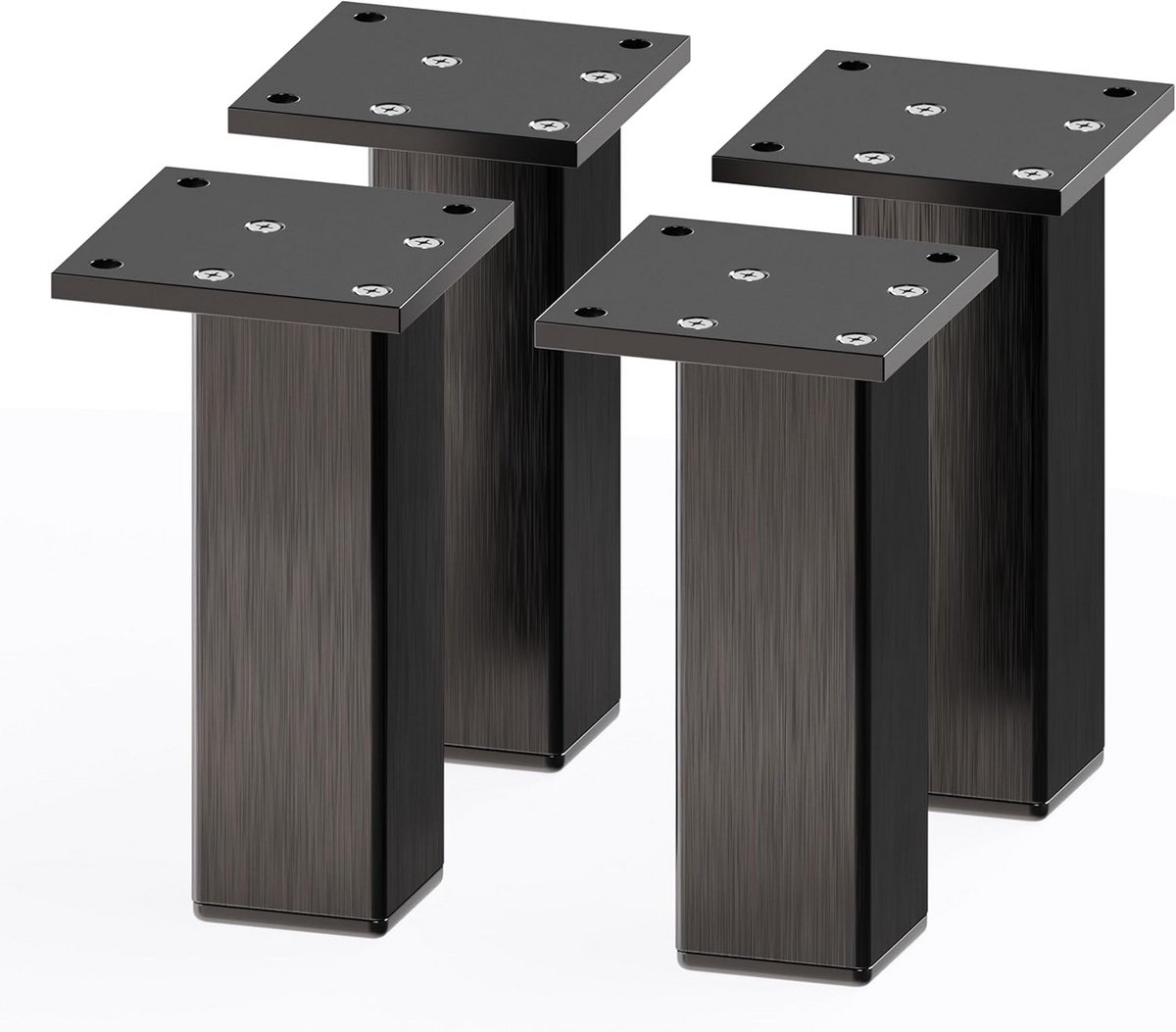 Set van 4 Vierkante Meubelpoten Aluminium Zwart - Hoogte 120 mm - Meubelonderstel