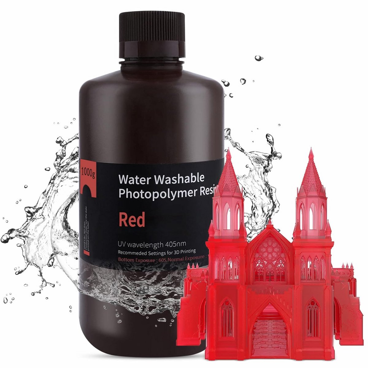 1000g Wasbare UV Hars 405nm voor LCD/DLP 3D Printer - Helder Rood