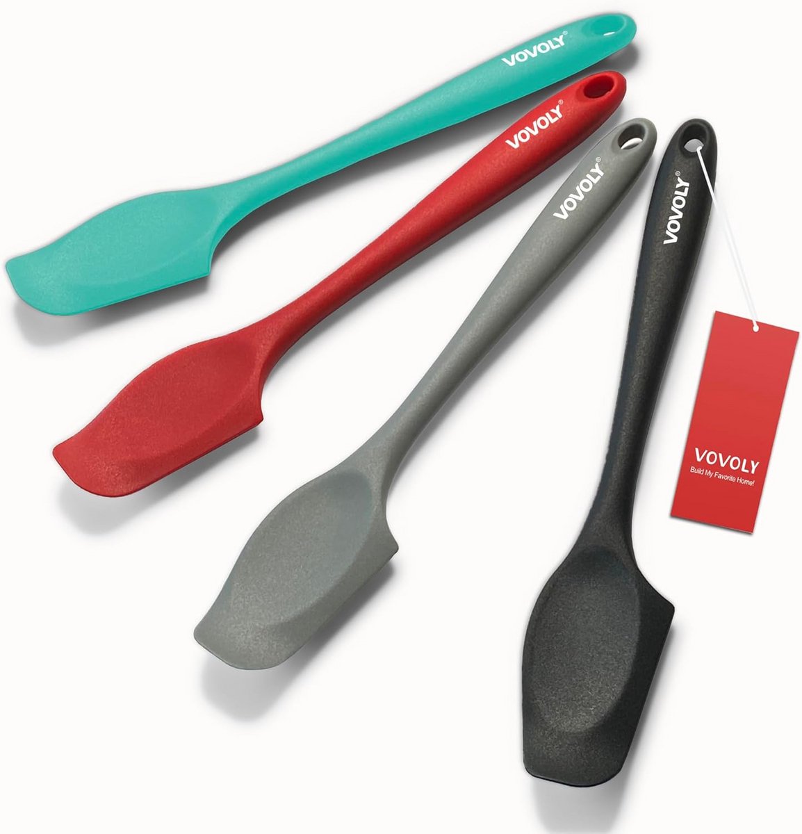 Set van 4 Siliconen Mini-Spatels - Kleine Gebogen Spatel voor Bakken en Keuken