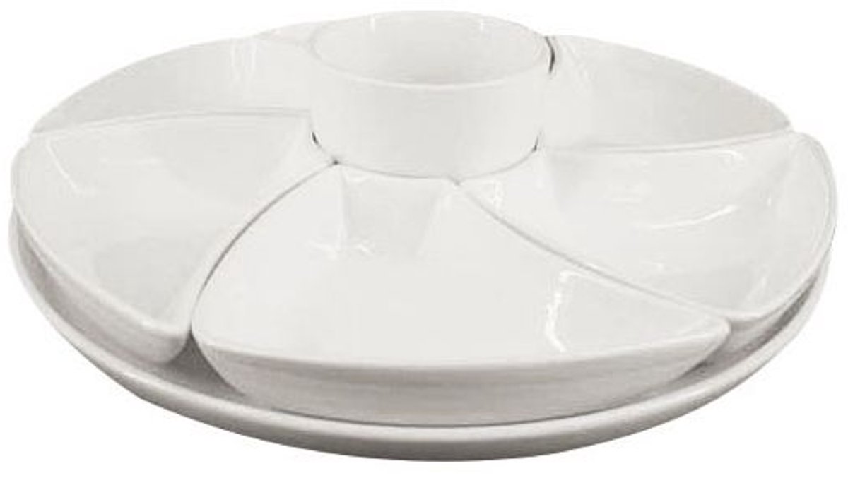 Bricard - schaaltjes set - Vix - 8-delig - wit - 6 schalen, bekertje, dienblad