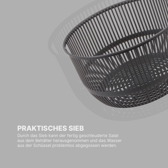 Grote Slacentrifuge 4 Liter met 3D Slender - BPA-vrije Groenteslinger en Saladekom — afbeelding 3
