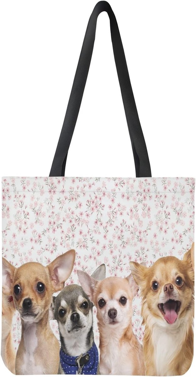 Grote Canvas Tas met Hond Patroon voor Dames