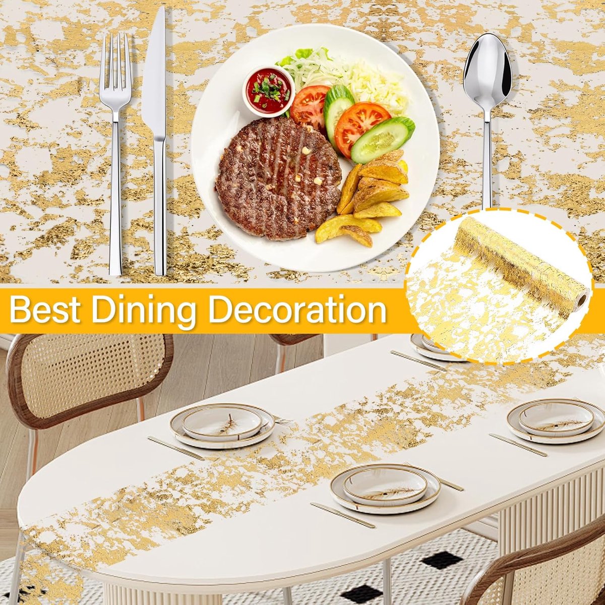 Luxe Gouden Tafelloper - Feestelijk Tafelkleed voor Diner & Bruiloft