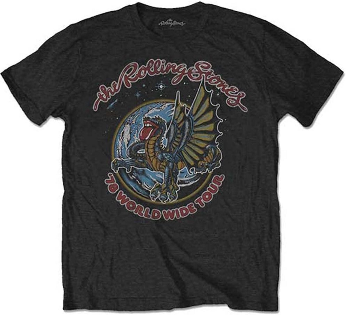 Heren T-Shirt met Grote Draak Opdruk Achterkant Rock Band