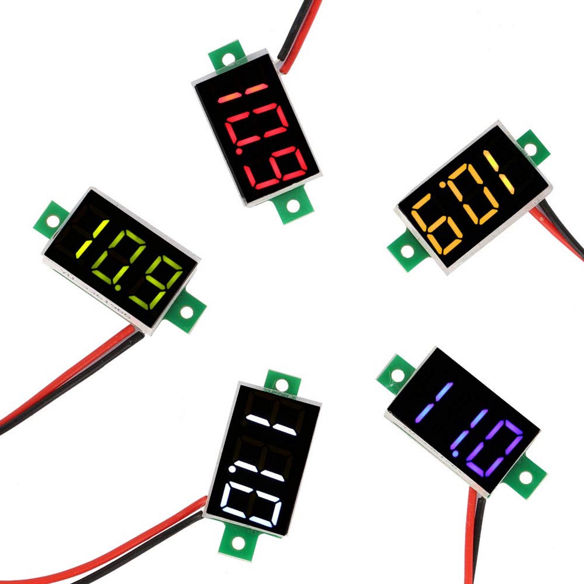 Mini Voltmeter - Digitale Spanningstester - Spanning Meten - Tweedraads Aansluiting - 0.36 Inch Display - 5 Kleuren