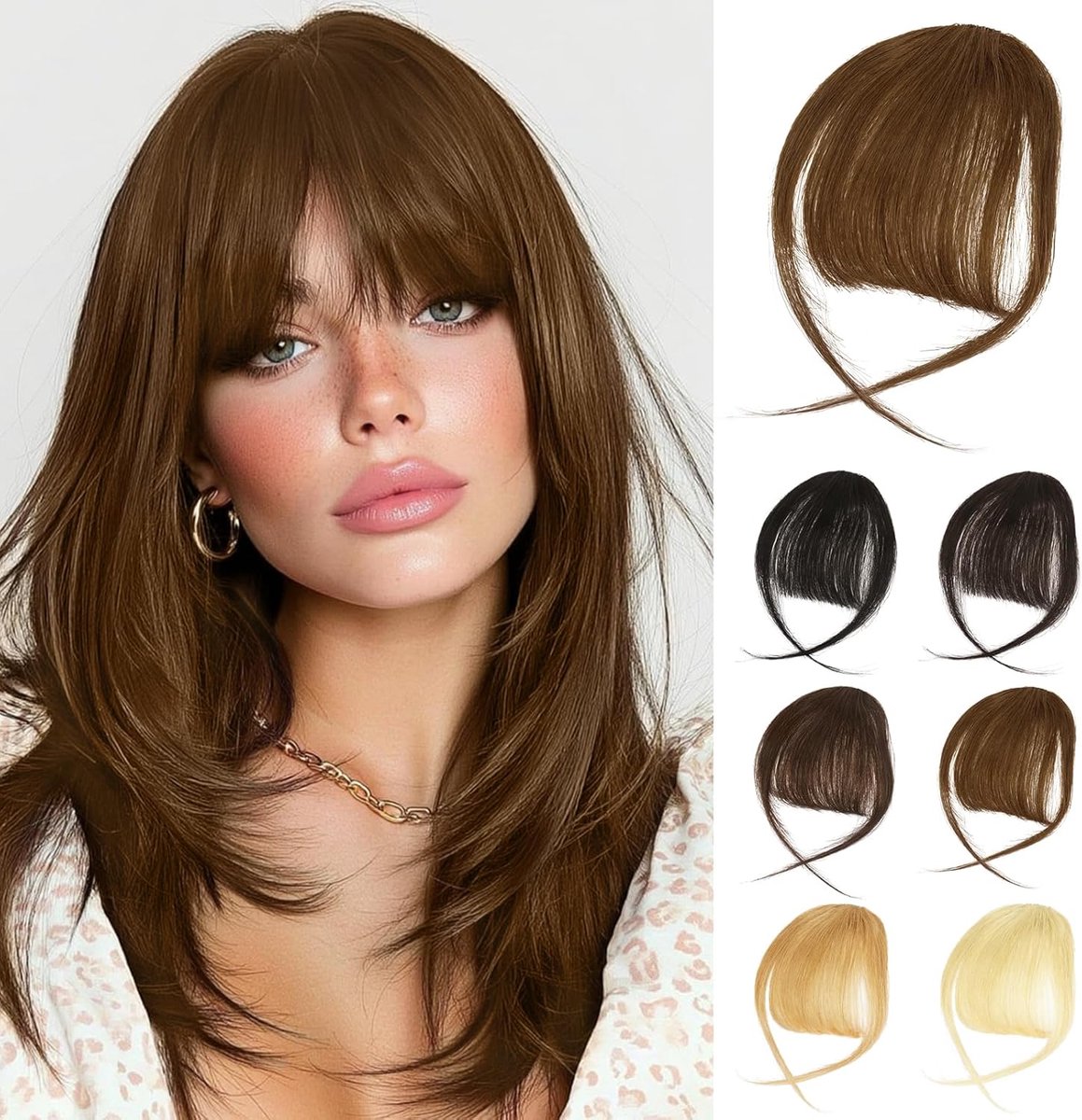 Clip-in Pony Valse Bles Echt Haar Met Tempels Nette Pony voor Vrouwen