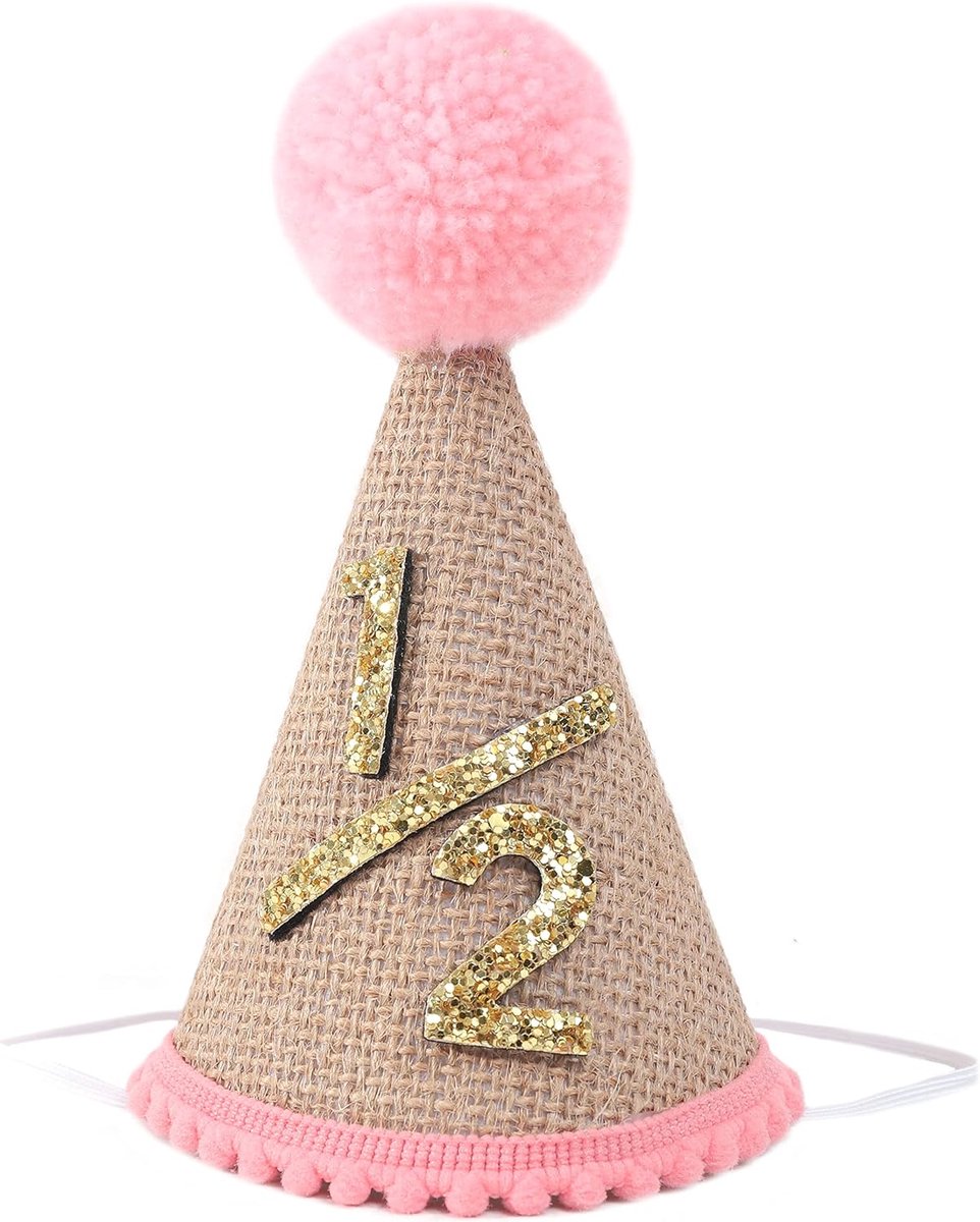 Roze Halve Verjaardag Kroon voor Baby Meisjes - 6 Maanden Feestaccessoire Hoedje