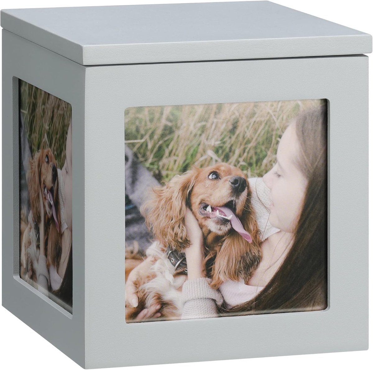 Houten Urn voor Huisdieren met Fotolijst en Persoonlijke Tekst voor Hond of Kat