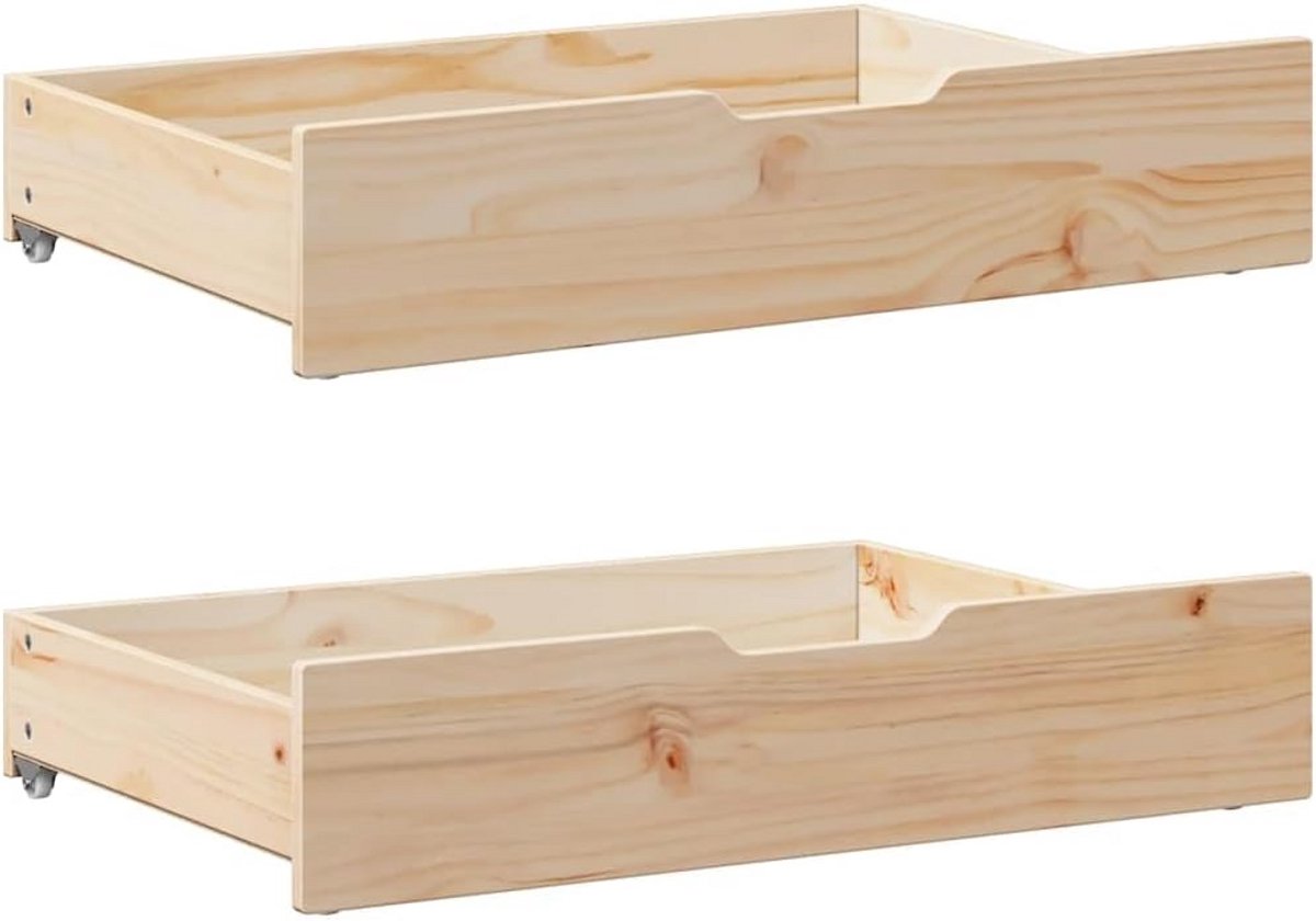 Set van 2 Bedlades met Wieltjes voor Onder het Bed Stevig Hout