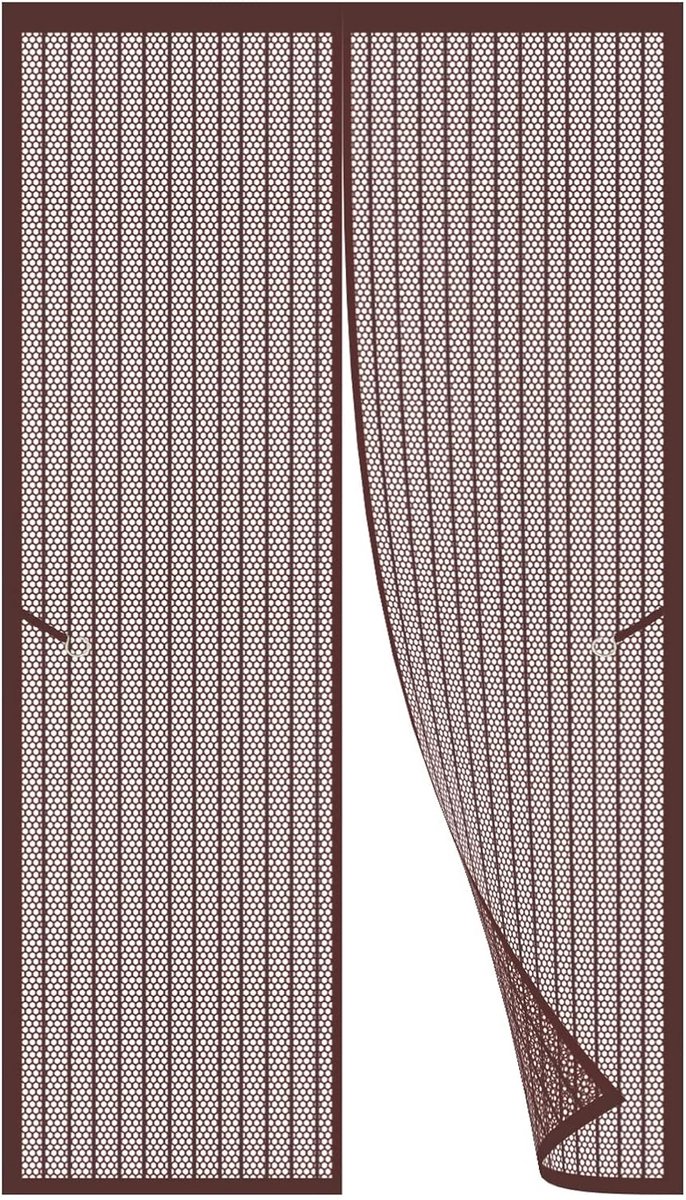Magnetische Kleedhordeur voor Balkon en Schuifpuien - 120x185 cm - Zonder Boren - Bruin