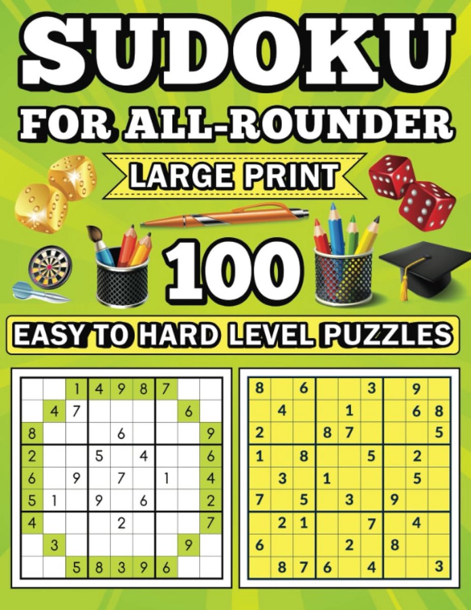 Sudoku Puzzels - Hersenkrakers - Mentale Training - Grote Letters - 21.59 x 27.94 cm
