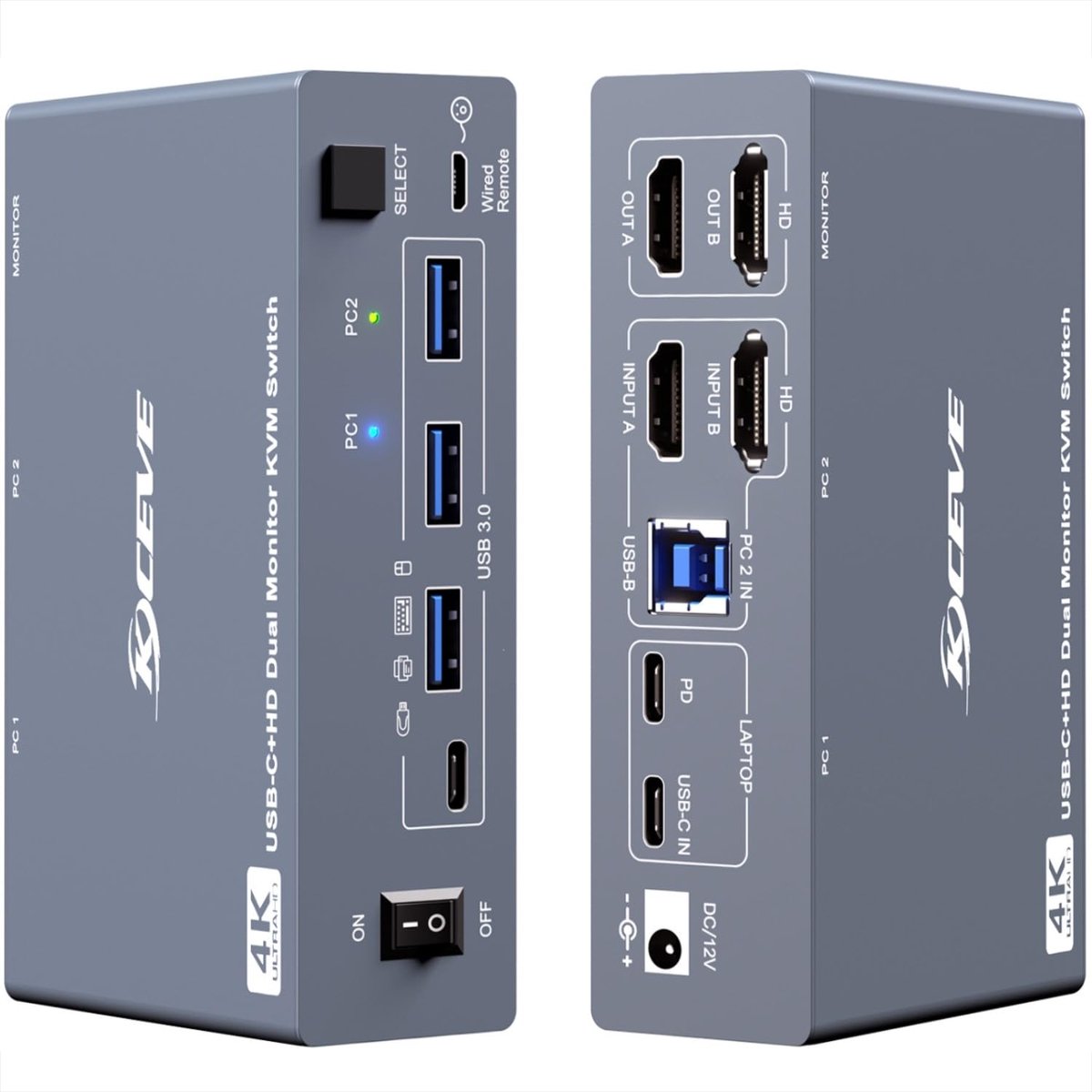 KVM Switch Dual Monitor - Docking Station - Productiviteit Verhoging - PD 80W Ondersteuning