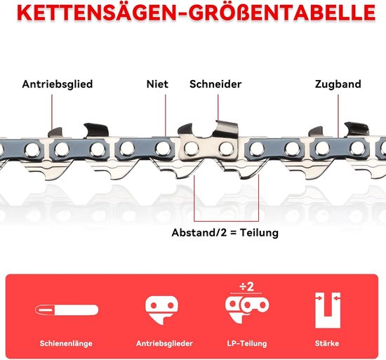 8 inch Zaagkettingen - 3-pack van 20 cm, 1,1 mm, 1/4 inch LP Kettingen voor Kettingzagen van Merkloos	 — afbeelding 5