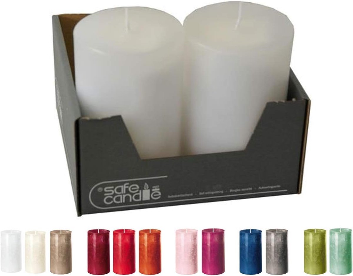Set van 2 Grote Witte Stompkaarsen - Hoge Kwaliteit Dikkere Kaarsen 13x8 cm