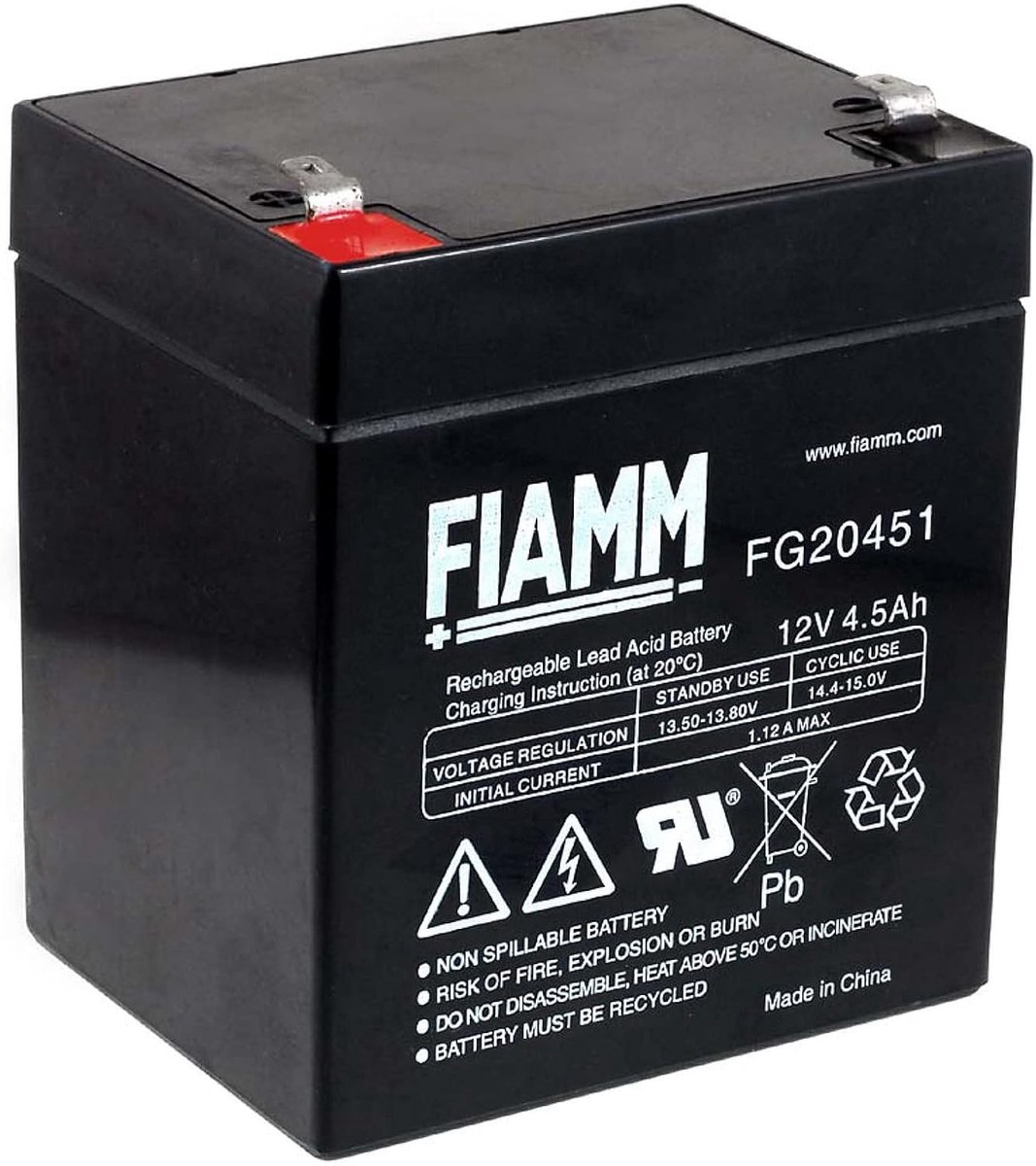 Oplaadbare Batterij - Loodzuur Accu - Noodstroom Systemen - Onderhoudsvrije AGM - 12V 4.5Ah