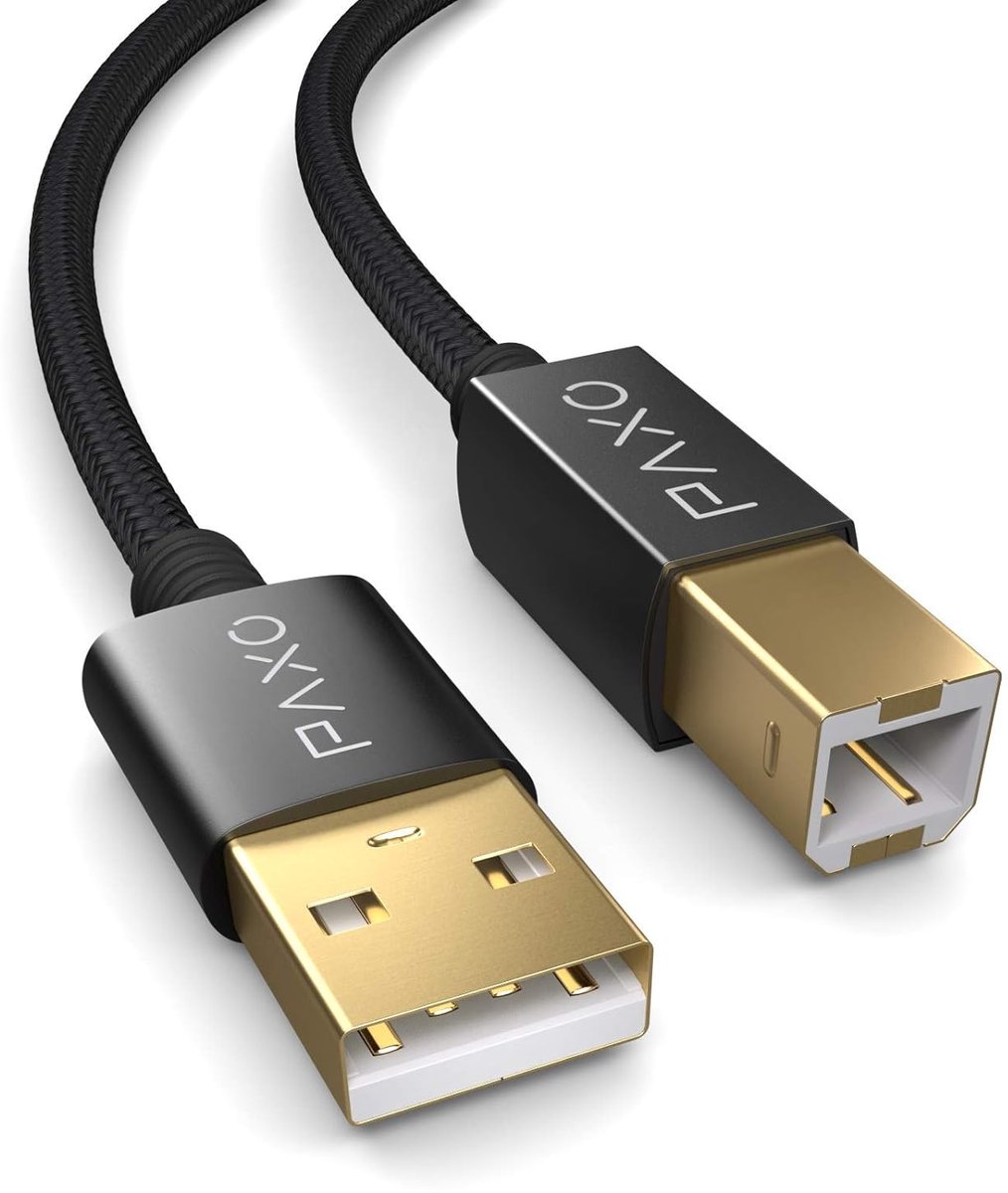 1 Meter USB 2.0 Printerkabel A naar B Zwart Nylon Gevlochten Data Kabel