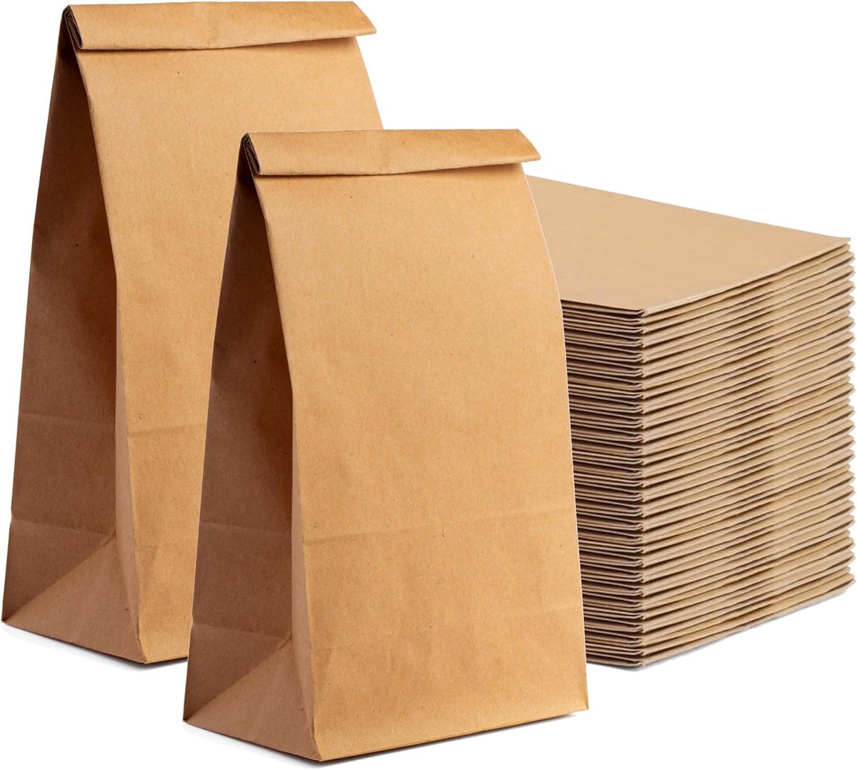 100 Bruine Kraft Papieren Zakken - 265 x 170 mm - Stevige Boodschappentassen