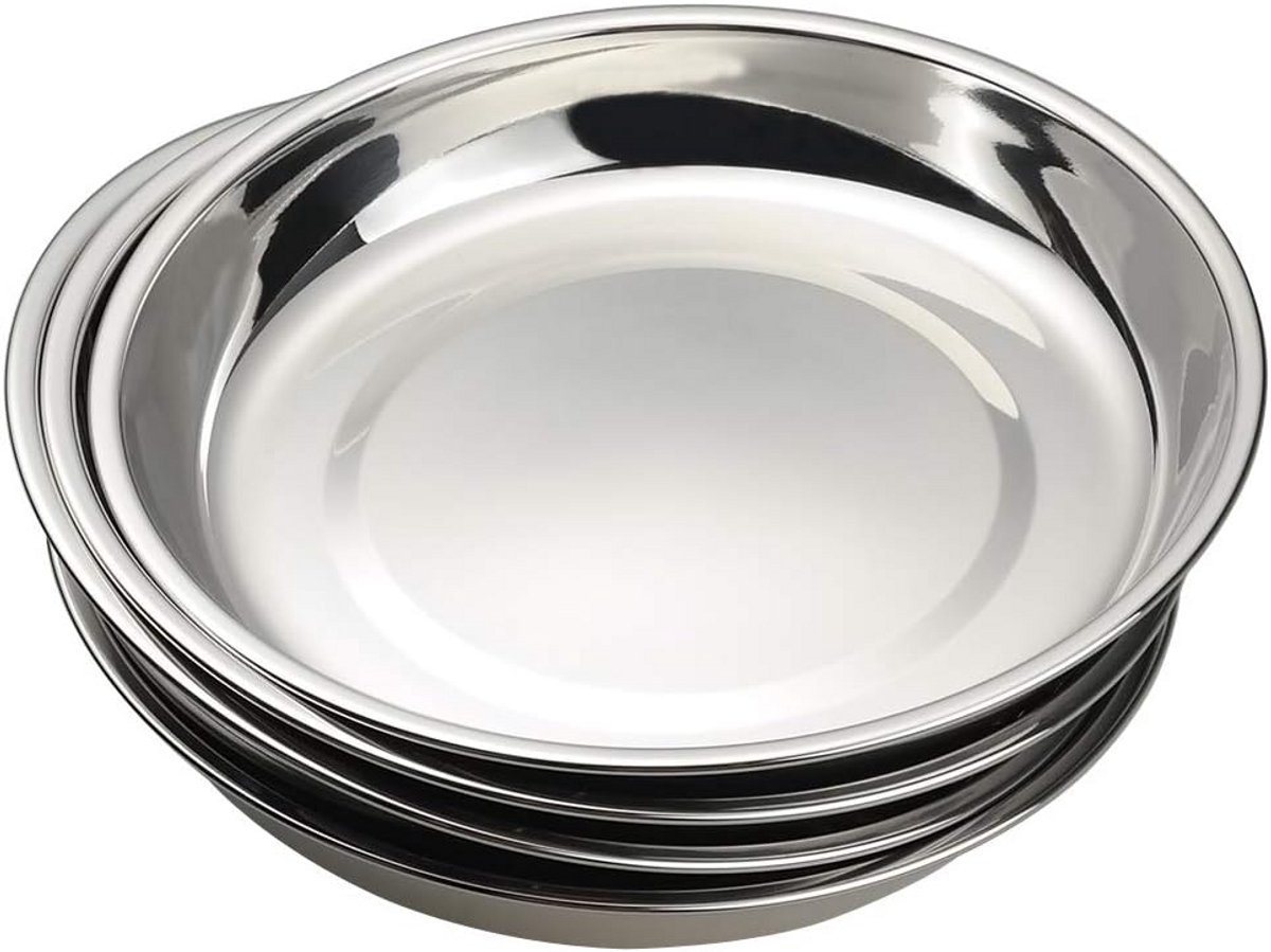Ronde Roestvrijstalen Borden Set van 4 - Stevig Diner Servies voor Binnen en Buiten