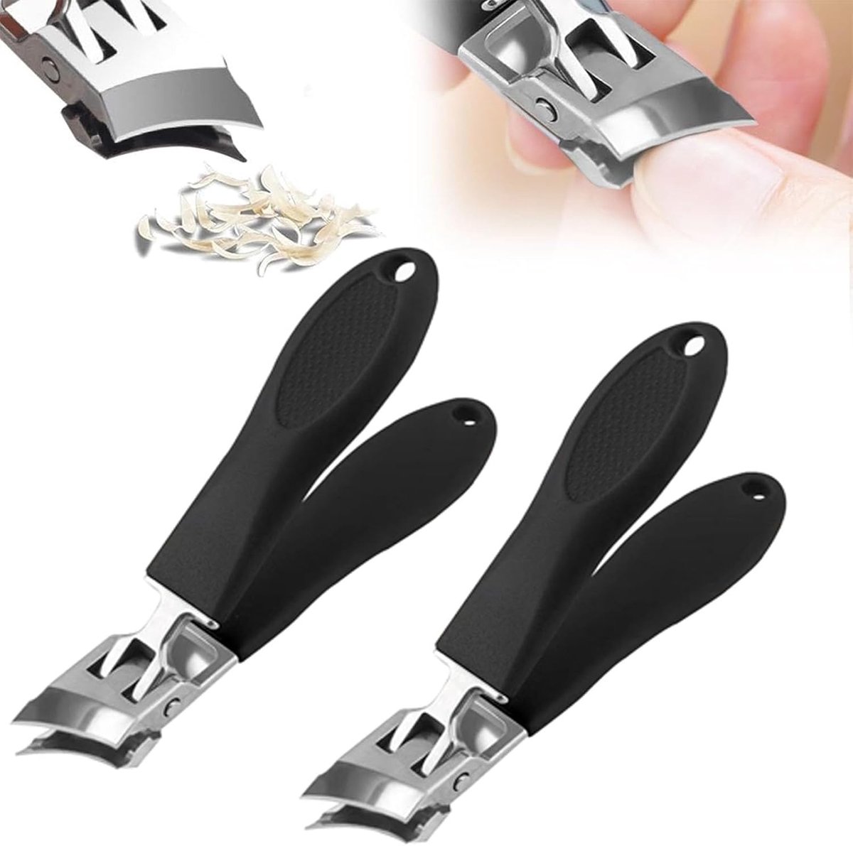 Set van 2 Gebogen Nagelknippers met Grote Opening en Anti-Spat Bescherming