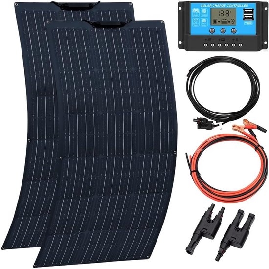 Set van 2x 100W Flexibele Zonnepanelen voor 12V Acculaden