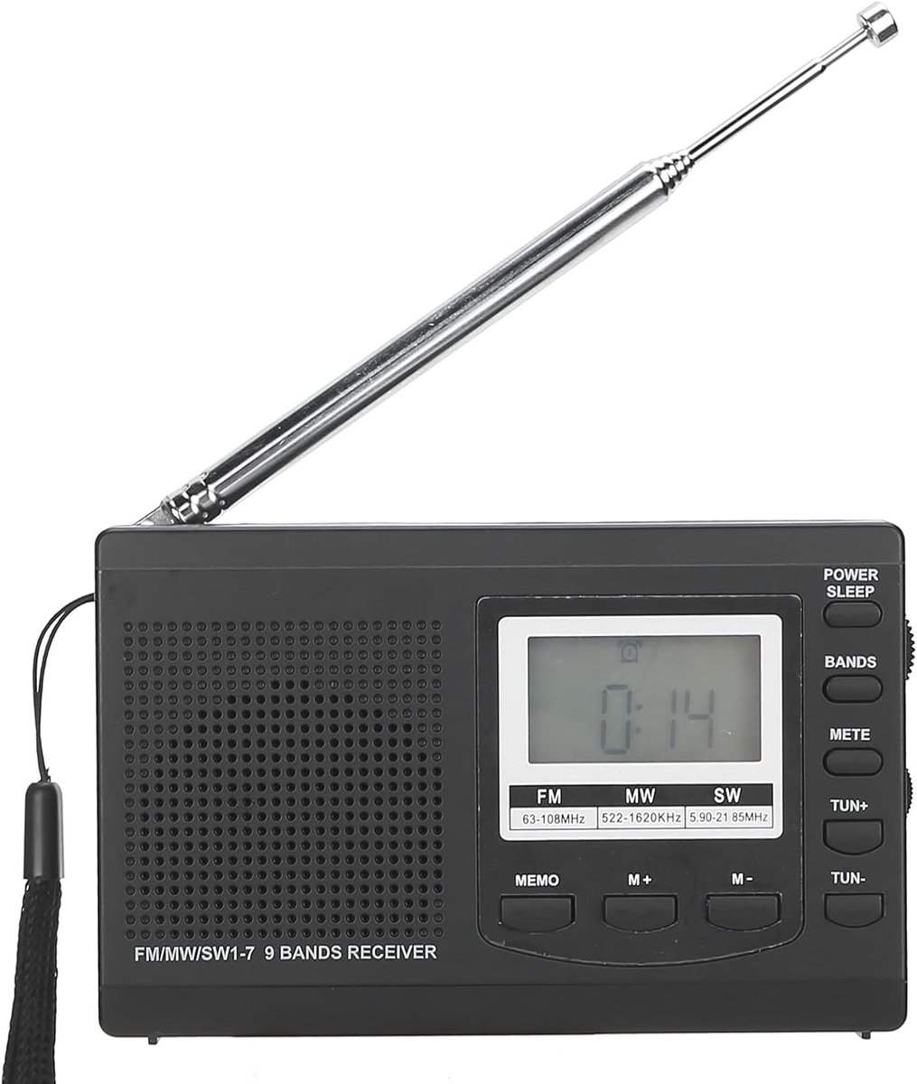 Draagbare Mini Radio FM MW SW Ontvanger met Digitale Klok en Oortelefoon