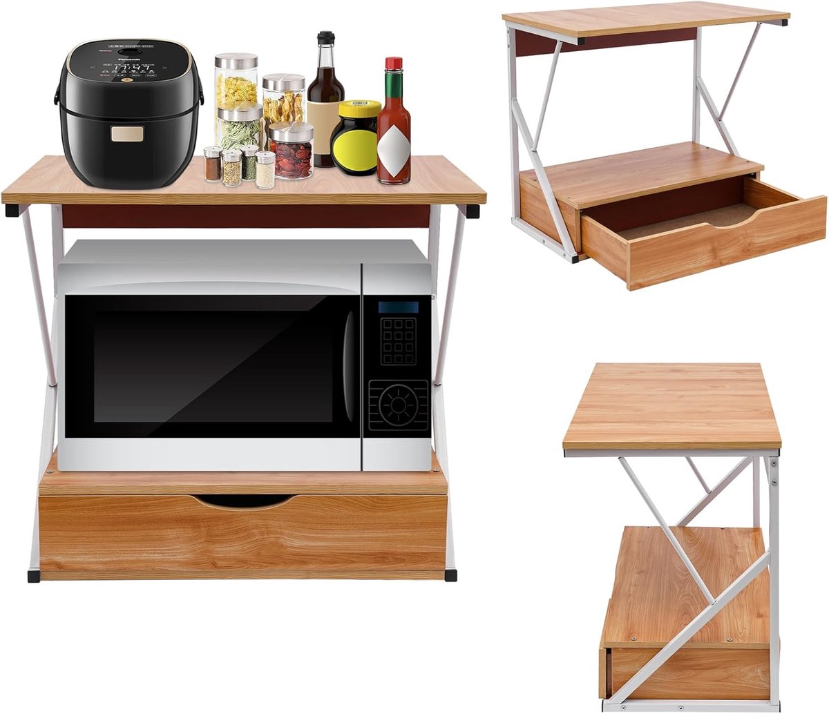 Magnetronrek Keukenrek - Keuken Organizer - Keuken Opslag - Met Laden - 54x35x50 cm - Hout Wit