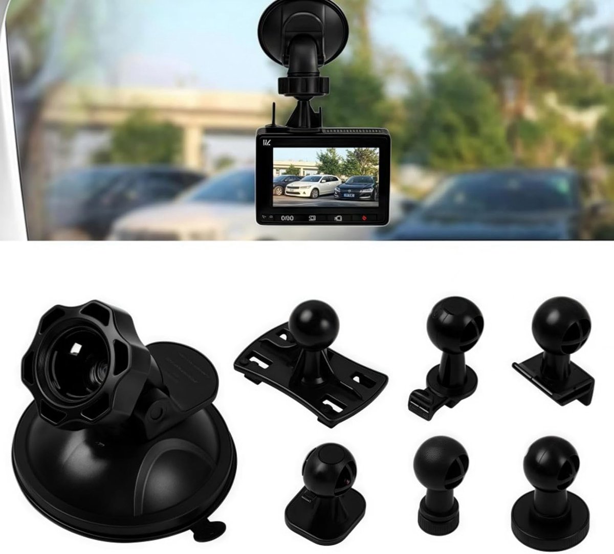 Universele zuignap houder voor Dashcam en GPS, 7-delige set met 6 aansluitingen
