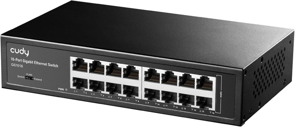 Unmanaged Gigabit Switch (16 Poorten) - Plug and Play Netwerk Switch voor Kantoor en Thuis