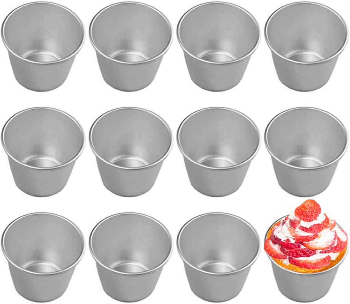 Set van 12 Aluminium Pudding- en Muffinvormpjes - Anti-aanbak Ramekins voor Bakken